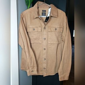 NWT Buffalo david bitton heavy mens button down shirt tan size medium